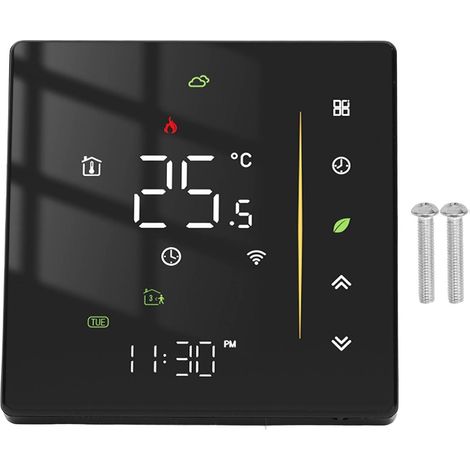 Thermostat Intelligent, Thermostat WiFi, Contrôleur de Température Programmable Intelligent pour Chauffage de Chaudière 95-240 V Noir, Commandes (1/5)