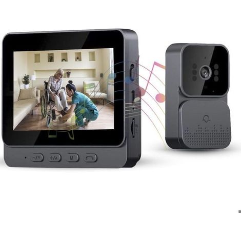 Sonnette vidéo sans fil avec écran IPS de 4,3 pouces, interphone vidéo sans fil pour une utilisation extérieure avec microphone intégré-AquaForge (1/5)
