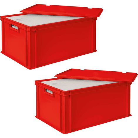 BRB Set, 2X 31,6 litres Thermobox en EPS dans Eurobox 600x400 avec Couvercle (rot) (1/3)