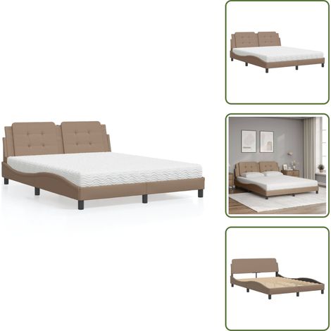 Sommeil de qualité - vidaXL Lit avec matelas Zadar cappuccino 160x200 cm similicuir - Confort de sommeil (1/5)
