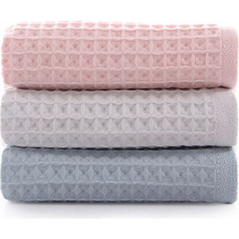 Ensemble de 3 serviettes : serviette gaufrée, serviette de bain, serviette de toilette, serviette d'invité, serviette de douche, serviette de sauna (34 x 74 cm).
