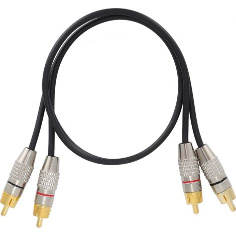 Câble audio 2 RCA mâle vers 2 RCA mâle avec connecteur en alliage d'aluminium pour Xbox 360, noir, 0,5 m / 1,6 pi