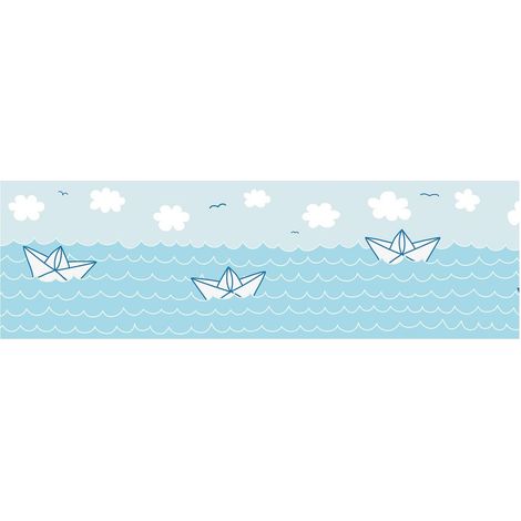 Children wallpaper wall Profhome 403731 self-adhesive border slightly textured with pattern for kids matt blue white 0.75 m2 (8.07 ft2) (1/5)