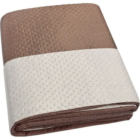 Couette Double Face Couverture Douce Couvre Lit Mi Saison Couleur Unie Marron - Double 250x250 (1/3)