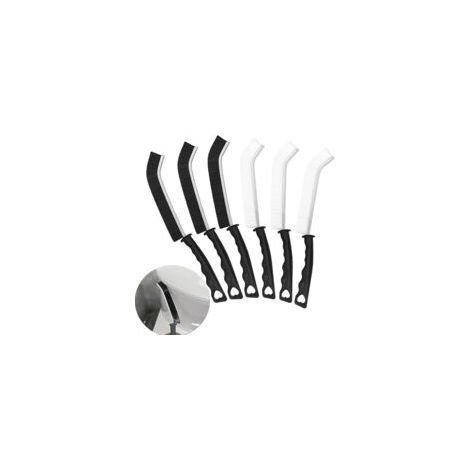 6 Pièces Brosse De Nettoyage des Interstices, Brosse Joint Carrelage Brosse, Multifonction Brosse Nettoyage avec Poignée pour Porte Fenêtre Salle de Bain Cuisine Anti Rouille (3 Noir + 3 Blanc) - Crez