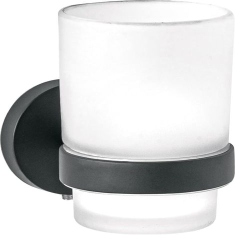 Foset TBA-71M, porte-brosse à dents avec gobelet en verre, finition noire (1/3)