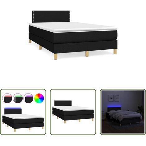 vidaXL LED-Leiste - Boxspringbett mit Matratze & LED Schwarz 120x190 cm Stoff (1/5)
