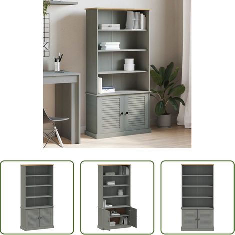 vidaXL Bois de pin massif - Bibliothèque VIGO gris 85x35x170 cm bois massif de pin (1/5)