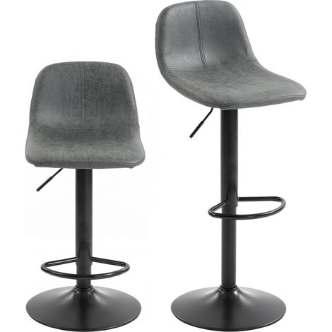 HOMCOM Bar Stools Set of 2, Modern Swivel Barstools for Dining Room, Grey