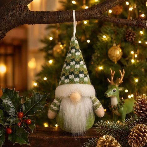 Décorations de Noël, figurines de nains, Rudolph, figurines de vieil homme sans visage, décorations pour sapin de Noël