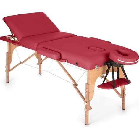 MT 500 Massagetisch 210 cm 200 kg klappbar Feinzellschaum Tasche rot (1/5)