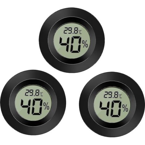 Lot de 3 hygromètres-thermomètres numériques LCD, pour intérieur et extérieur, compatibles avec humidificateurs, déshumidificateurs, serres, caves et chambres de bébé. (1/5)