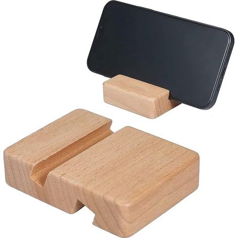 Supporto universale in legno per telefono e tablet - Accessorio da scrivania compatto e portatile (1/5)