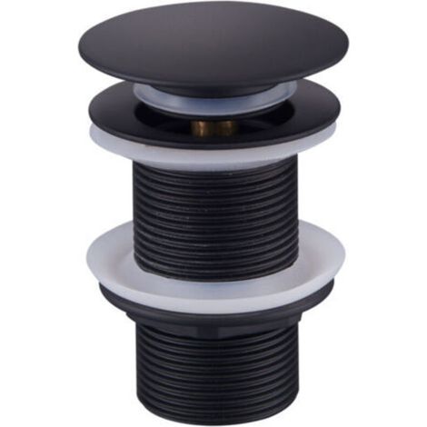 Bouchon de vidange avec clapet pour lavabo et évier – Bouchon universel sans débordement, noir, compatible avec tous les éviers domestiques
