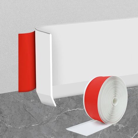 Plinthe autocollante en PVC - 10 cm x 3 m - En vinyle flexible - Décollez et collez - Pour sol, mur, cuisine et salle de bain (blanc) (1/5)