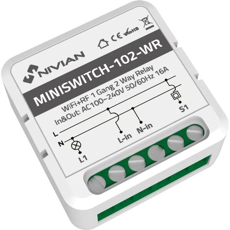 Relé Inteligente De 1 Linea Nivian Nvs-miniswitch-102-wr