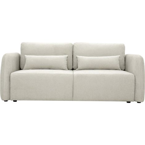 Sofá recto convertible de tela &lt&gt de 3 plazas - Beige (1/5)