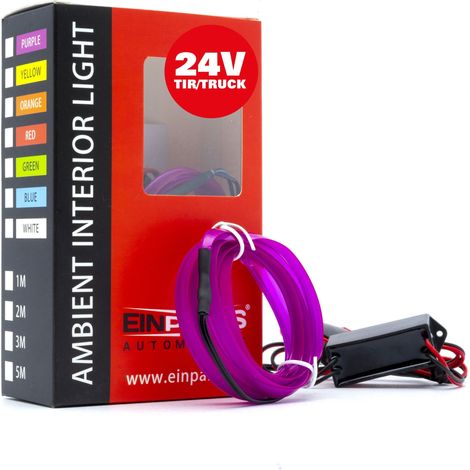 Guida luminosa a LED per auto, luce ambientale 24 V viola, 1 metro (1/4)