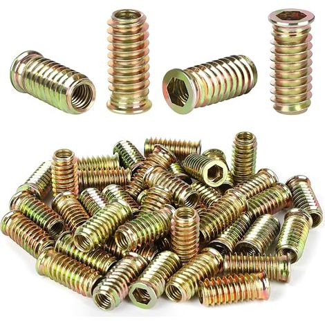 M8 x 30mm Wood Threaded Insert M8 x 30 mm M8 Wood Insert Hex Nut Inserts Screw Nuts for Steel Pin Plywood Composite Panels (1/5)