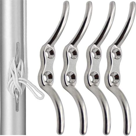 Klampenhaken, 4 Stück Edelstahlhaken 150 mm Mastseilhaken zur Befestigung von Seilen an Fahnenmasten, Booten, Markisen, Fensterläden, Planen (1/5)