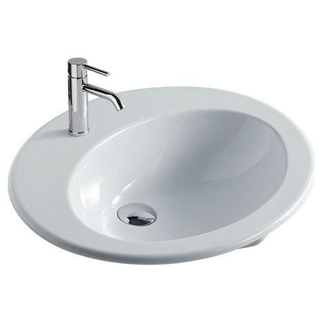 Lavabo Eloise incasso soprapiano 62x52 tondo in ceramica bianco