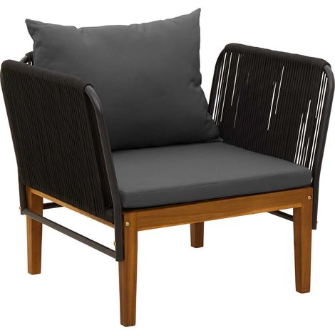 Silla de jardín con cojines Madera de Acacia Sólida y Cuerda vidaXL (1/5)
