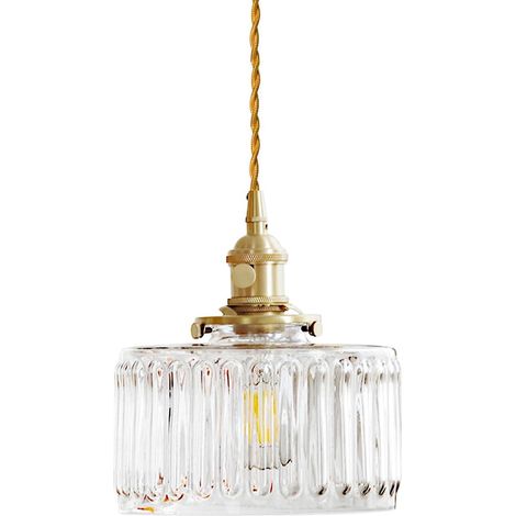 Luminaire Suspension Industriel Vintage en Verre Vert, Douille E27 en Laiton avec Interrupteur, Lampe Suspendu Réglable en Hauteur (1/4)