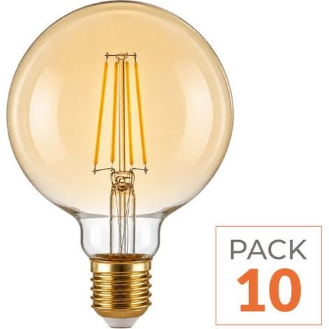Ampoule LED Filament E27 8W Ambrée G95 - Pack de 10 - Blanc Chaud (2300K - 3500K) - SILAMP (1/2)