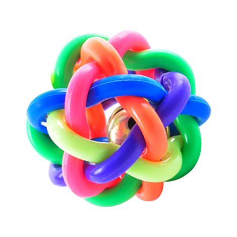 Pallina morbida e colorata con campanellino per cani di piccola taglia (1 pezzo, diametro 6 cm, 7 cm o 9 cm). Giocattolo da masticare in gomma per cuccioli. Pallina arcobaleno con campanellino colorat