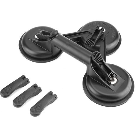 1 ventouse de levage, alliage d'aluminium noir, capacité 160 kg horizontale, 135 kg verticale, pour vitres carrelages miroirs (1/5)