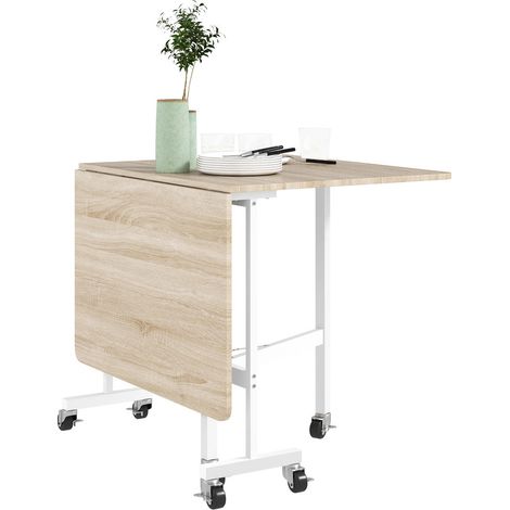 Gain de Place Optimal Table Pliante Industrielle 2 Abattants 120x80x73cm avec Roulettes pour Petite Cuisine et Salle à Manger (1/5)