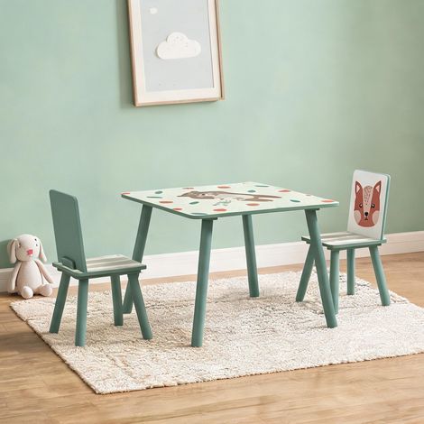 Table et chaises enfant bois massif 3-8 ans motif animal en bois (1/5)