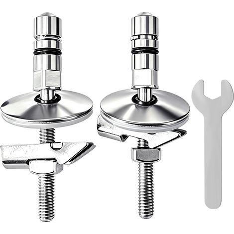 Lot de 2 charnières de fixation pour siège WC Haro Luvet, chevilles à bascule, M6 x 71,5 mm, en acier inoxydable, support de fixation pour abattant de WC (1/5)