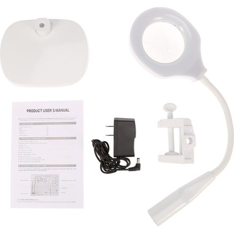 Lampe loupe LED 3x 8x avec pince, lampe de bureau grossissante pour cosmétique, tatouage, manucure (1/5)