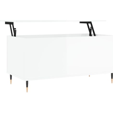 Maison Exclusive - Couchtisch Hochglanz-Weiß 90x44,5x45 cm Holzwe