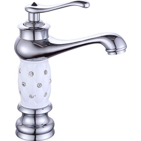 Grifo monomando de latón de cerámica blanco de un solo orificio para cocina de baño