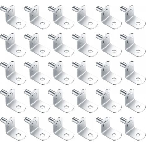 30 Pièces Chevilles de Support d'Étagère Métal, 5mm L Forme Support Équerre pour Meuble Armoire Placard Bibliothèque (1/5)