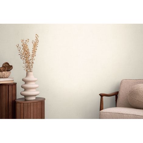 Papier peint intissé uni aux tons beige, crème et blanc - 10,05 x 0,53 m - collection Cosmopolitan (1/5)