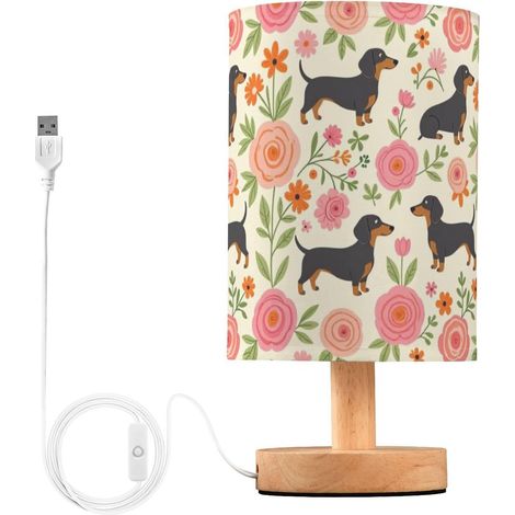 Joli teckel motif floral lampe de salon veilleuse pour chambre (1/5)