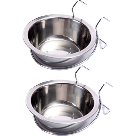Bol Accroché Pour Animaux - Bol En Acier Inoxydable - Pour Cage Chien Chat - 2 Pièces (1/5)