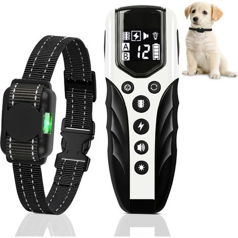 Collier Dressage Chien avec Télécommande-Le Plus Petit et Le Plus Léger Collier de Dressage Chien,Conçu pour Les Chiots,3 Modes : Voix, Vibration, Stimulation,Étanche IPX7,Rechargeable,Blanche (1/5)
