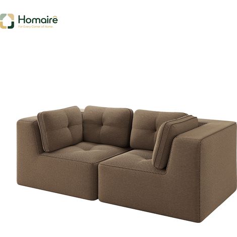 Canapé modulable en velours côtelé marron avec accoudoirs 208 x 104 x 69 cm HOMAIRE (1/5)