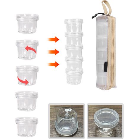 Set mit 5 tragbaren Gewürzgläsern für draußen – Ideal für Reisen, Camping, Picknicks, Angeln und Grillen – Weiß (1/5)