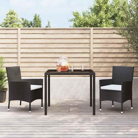 Gartenstühle mit Kissen 2 Stk. Schwarz Poly Rattan