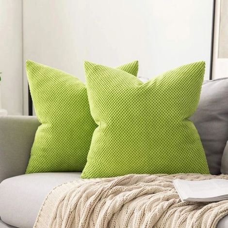 Filiyano – oreiller carrées décoratives à – Lot de 2 taies d'oreiller carrées décoratives à motif ananas, douces et unies, 45 x 45 cm, vert prière. (1/4)