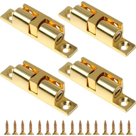 Loqueteau D'armoire Ferme-Portes Loquet À Bille De Porte Laiton Loquet À Double Boule En Laiton Loquet À Double Rouleau Pour Placard Meubles Porte Armoire Loquet Serrure De Portiere (4 Pcs) (1/5)