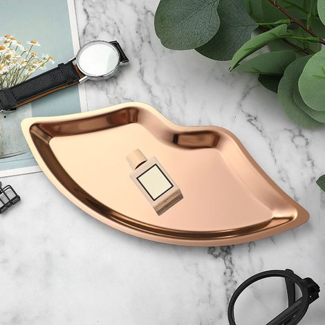Vassoio portagioie in acciaio inox lucido, dal design elegante e minimalista, perfetto per la toeletta in camera da letto e per organizzare al meglio il bagno.