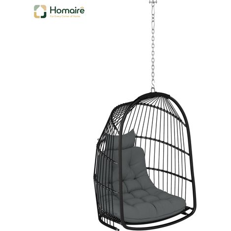 HOMAIRE Hängesessel Hängekorb Polyrattan faltbar Outdoor Indoor Dunkelgrau