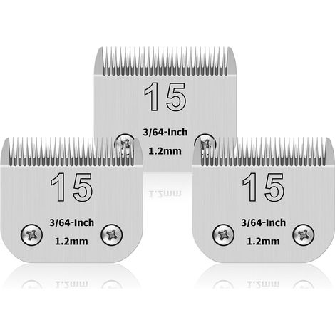 3 Pack 15 Stainless Steel Dog Grooming Blades Compatible with A5 Max 50 15 Blade 3/64 Inch Cutting Length 1.2mm (1/5)