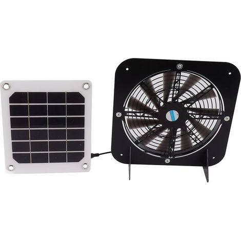 Ventilateur solaire 100W avec panneau solaire et ventilateur 34cm étanche, refroidissement et ventilation pour niche (1/5)